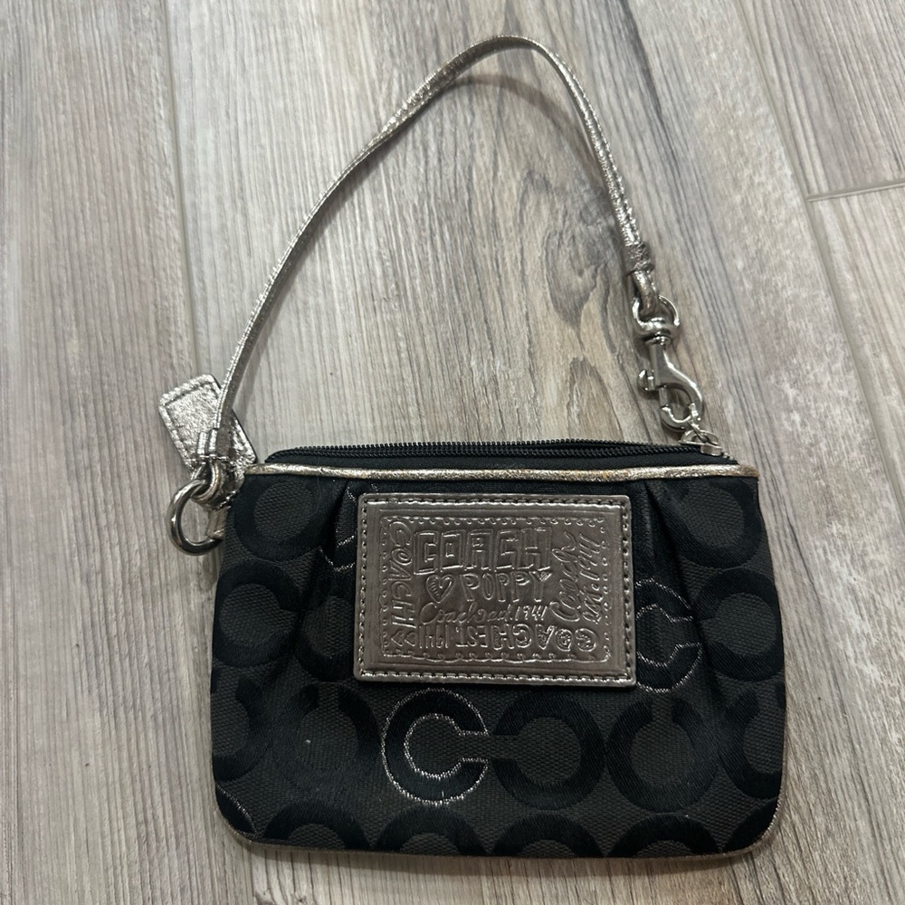 Coach Purse Black Sateen Signature Logo Maggie Mia 16153 Hobo Shoulder Bag Boho